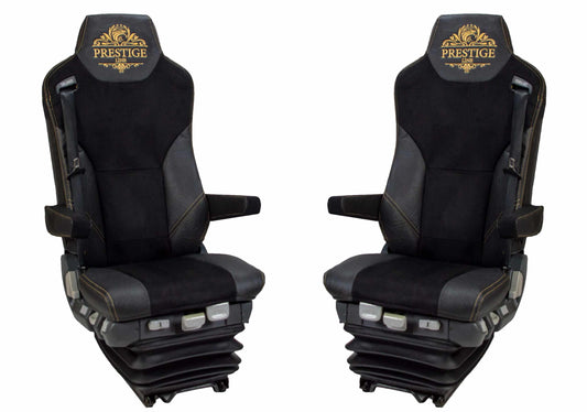 Pokrowce na fotele PRESTIGE-LINE MAN TGX, TGS od 2007, TGM, TGL od 2005, TGA od 2000, fotele lotnicze, 2 pasy CZARNY SABA