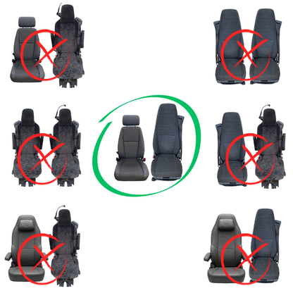 Pokrowce na fotele ROYAL Premium SCANIA seria R od 2004-2025, seria S od 2017-2025 1 pas, fotel kierowcy BASIC, fotel pasażera nieamortyzowany, konfiguracja A CZERWONY SABA