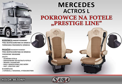 Pokrowce na fotele PRESTIGE-LINE Mercedes Actros L od 2022 fotel pasażera nieamortyzowany BEŻ SABA