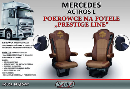 Pokrowce na fotele PRESTIGE-LINE Mercedes Actros L od 2022 fotel pasażera nieamortyzowany BRĄZ SABA