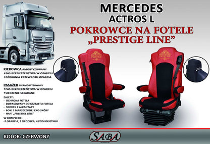 Pokrowce na fotele PRESTIGE-LINE Mercedes Actros L od 2022 fotel pasażera nieamortyzowany CZERWONY SABA
