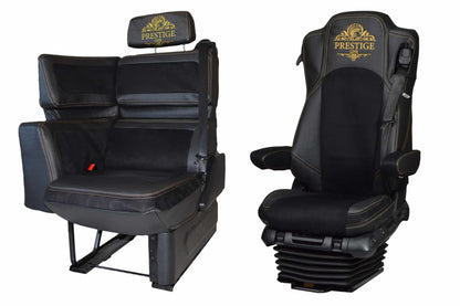 Pokrowce na fotele PRESTIGE-LINE Mercedes Actros MP4 od 2011, MP5 od 2019 wyposażenie SoloStar Concept CZARNY SABA