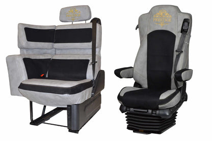 Pokrowce na fotele PRESTIGE-LINE Mercedes Actros MP4 od 2011, MP5 od 2019 wyposażenie SoloStar Concept SZARY SABA