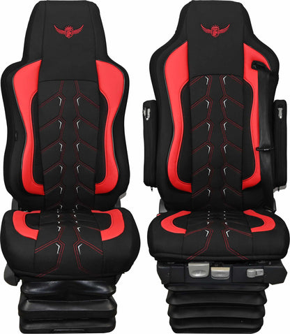 Pokrowce na fotele ROYAL Classic MAN TGX, TGA, TGS, TGM 1 pas CZERWONY SABA