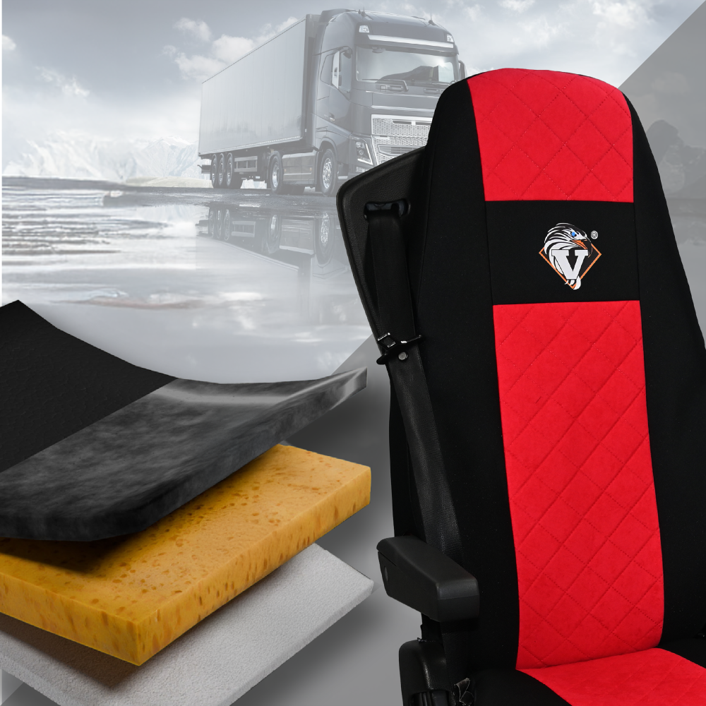 Pokrowce na fotele VOLVO FH 4, FH5 od 2021, AERO od 2024 UNIVERSAL CZERWONY SABA