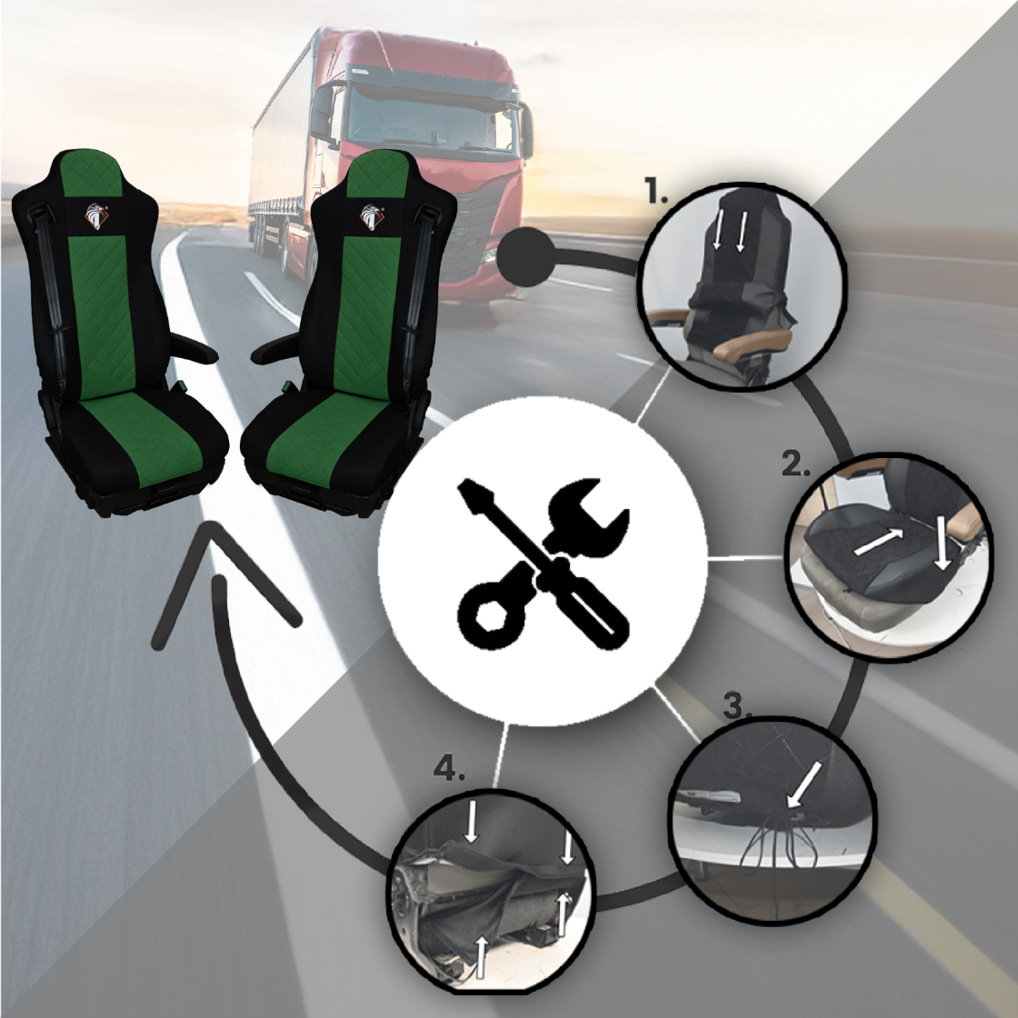 Pokrowce na fotele IVECO S-WAY od 2019 ZIELONY SABA