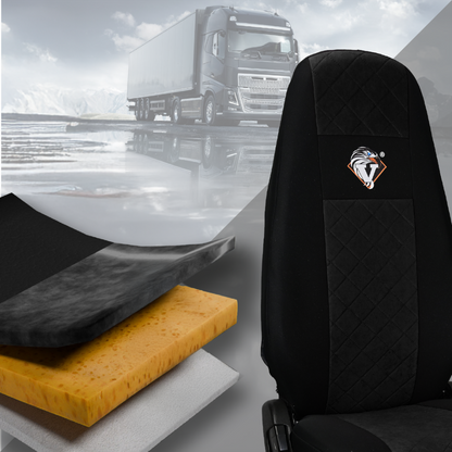 Pokrowce na fotele VOLVO FH4, FH, FH16, FMX, FM od 2013, FH5 od 2021, AERO od 2024 - 1 pas CZARNY SABA