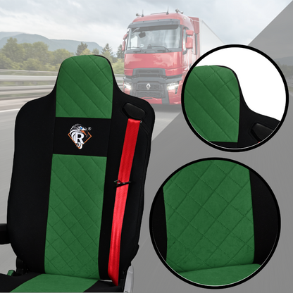 Pokrowce na fotele Renault Gama T od 2014 kierowca lotniczy, pasażer lotniczy 2 pasy  ZIELONY SABA