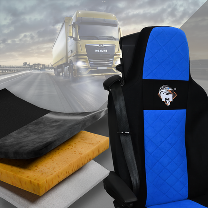 Pokrowce na fotele MAN TGX, TGM, TGL, TGS od 2020 2 pasy NIEBIESKI SABA