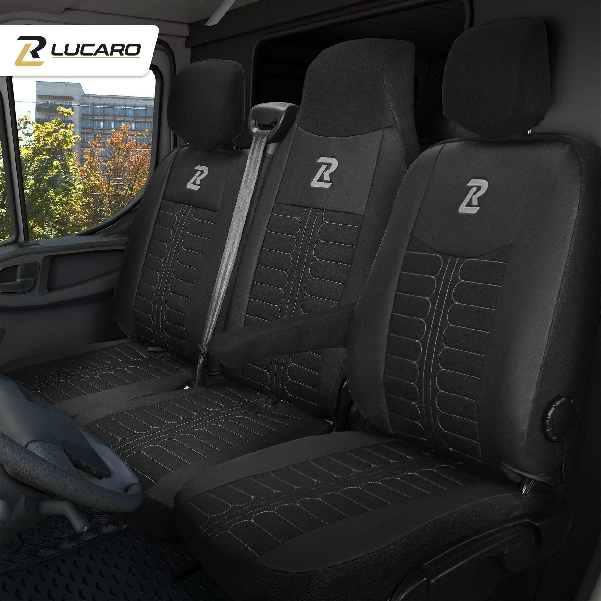 Pokrowce na fotele TORNADO Renault Master 3, Opel Movano B, Nissan NV400 - CZARNO - SZARY 