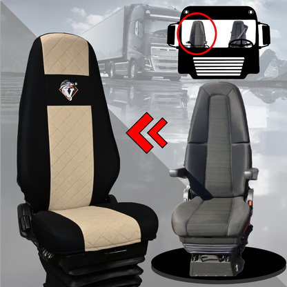 Pokrowce na fotele VOLVO FH4, FH, FH16, FMX, FM od 2013, FH5 od 2021, AERO od 2024 - 1 pas BEŻ SABA