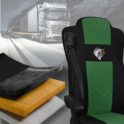 Pokrowce na fotele MERCEDES ACTROS MP4, AROX od 2011, MP5 od 2019 pasażer amortyzowany ZIELONY SABA