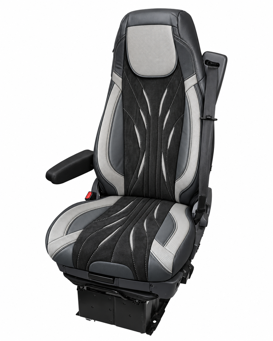 Pokrowiec na fotel kierowcy SCANIA seria R od 2004-2025, seria S od 2017-2025 1 pas, fotel kierowcy BASIC, fotel pasażera nieamortyzowany, konfiguracja A czarno szary OUTLET SABA