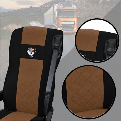 Pokrowce na fotele DAF 105 XF od 2012, 106 XF od 2013, XG, XG+ od 2022 2 pasy BRĄZ SABA