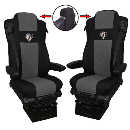 Pokrowce na fotele MERCEDES ACTROS MP4, AROX od 2011, MP5 od 2019 pasażer amortyzowany SZARE SABA