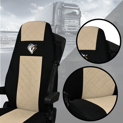 Pokrowce na fotele VOLVO FH4, FH, FH16, FMX, FM od 2013, FH5 od 2021, AERO od 2024 - 1 pas BEŻ SABA