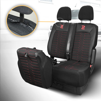 Pokrowce na fotele samochodowe TORNADO Volkswagen Crafter 2, Man TGE 1+2 Czarno - Czerwony SABA