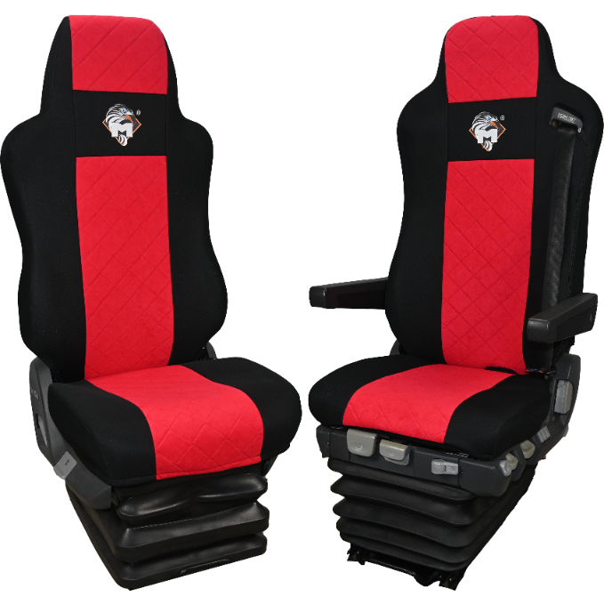 Pokrowce na fotele MAN TGA od 2000, TGM, TGL od 2005,  TGX, TGS od 2007 1 pas, fotele ISRI,  CZERWONY SABA
