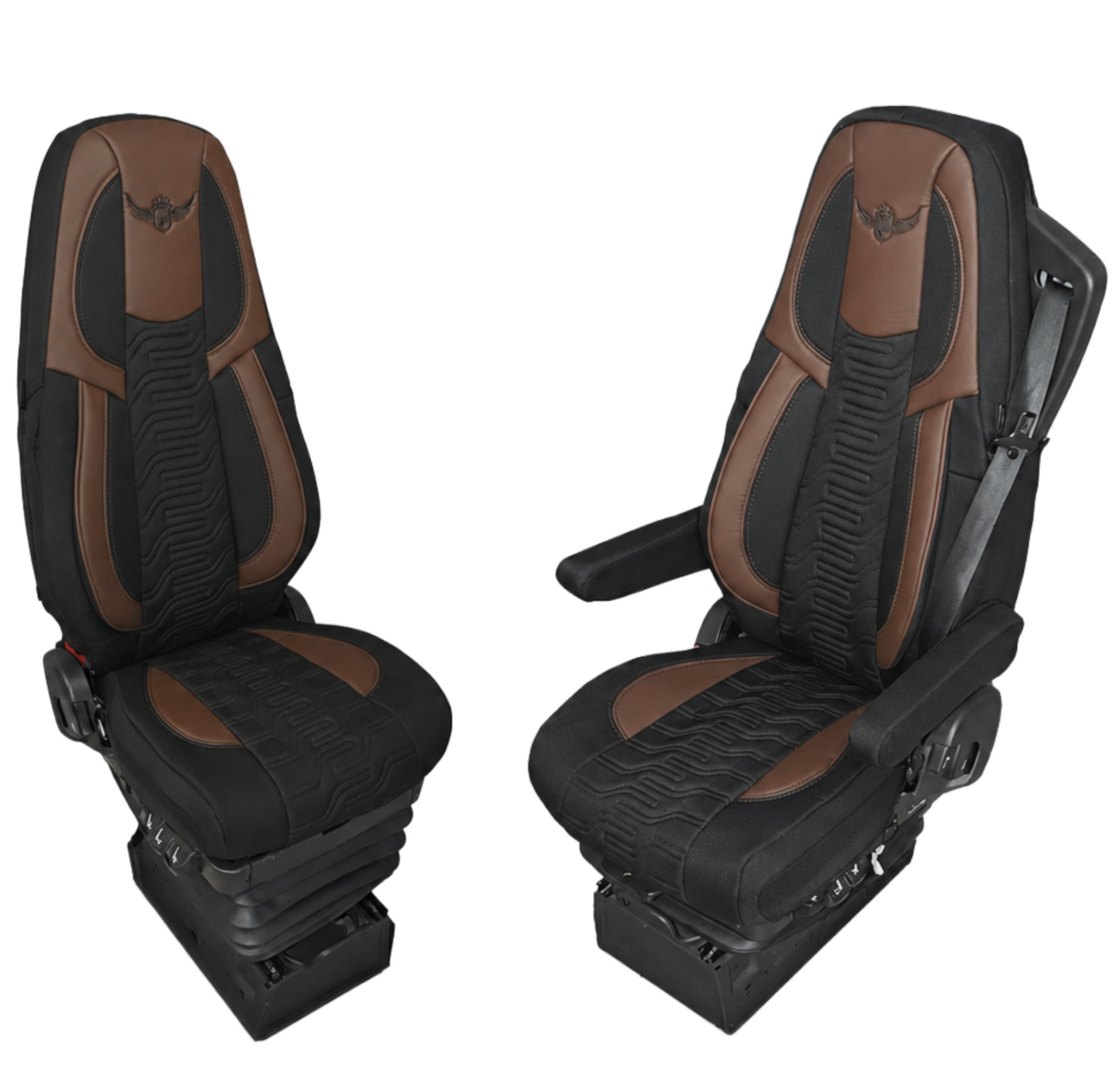 Pokrowce na fotele ROYAL Premium VOLVO FH, FH16, FMX, FM od 2013, AERO od 2024 1 pas BRĄZOWY SABA