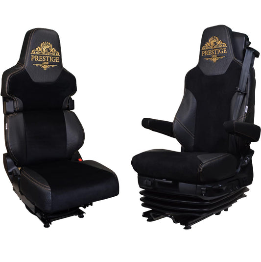 Pokrowce na fotele PRESTIGE-LINE MAN TGX, TGM, TGL, TGS od 2020 1 pas, fotel pasażera łamany CZARNY SABA