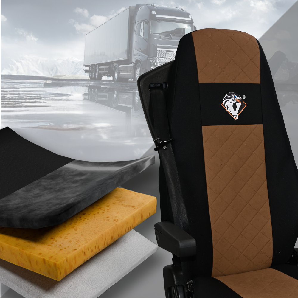 Pokrowce na fotele VOLVO FH 4, FH5 od 2021, AERO od 2024 UNIVERSAL BRĄZ SABA
