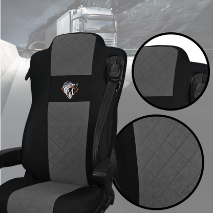 Pokrowce na fotele MERCEDES ACTROS MP4, AROX od 2011, MP5 od 2019 pasażer nieamortyzowany SZARE SABA