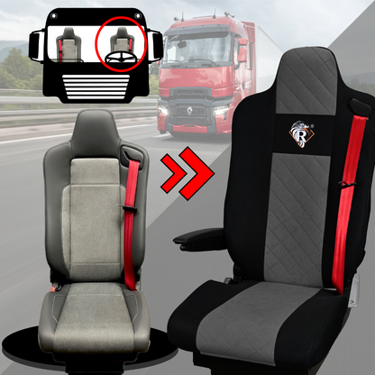 Pokrowce na fotele Renault Gama T od 2014 kierowca lotniczy, pasażer lotniczy 2 pasy  SZARE SABA