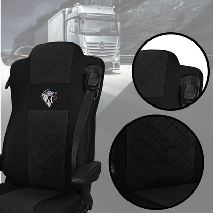 Pokrowce na fotele MERCEDES ACTROS MP4, AROX od 2011, MP5 od 2019 pasażer amortyzowany CZARNY SABA
