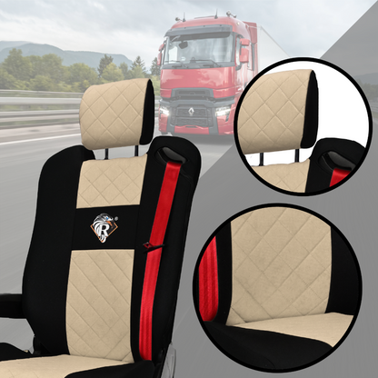 Pokrowce na fotele Renault Gama T od 2014 z zagłówkami regulowanymi 2 pasy BEŻ SABA