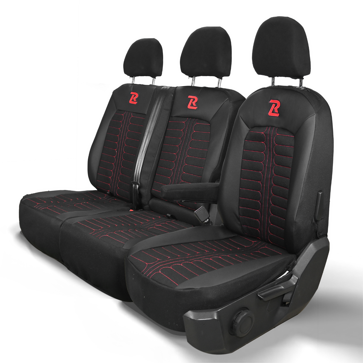 Pokrowce na fotele samochodowe TORNADO Volkswagen Crafter 2, Man TGE 1+2 Czarno - Czerwony SABA