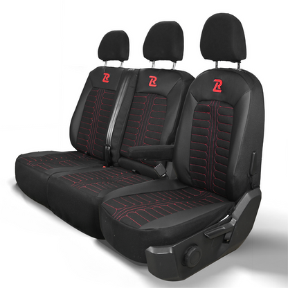 Pokrowce na fotele samochodowe TORNADO Volkswagen Crafter 2, Man TGE 1+2 Czarno - Czerwony SABA