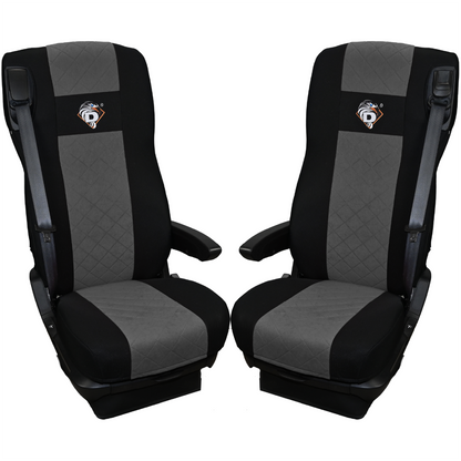 Pokrowce na fotele DAF 105 XF od 2012, 106 XF od 2013, XG, XG+ od 2022 2 pasy SZARE SABA