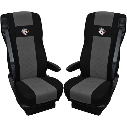 Pokrowce na fotele DAF 105 XF od 2012, 106 XF od 2013, XG, XG+ od 2022 2 pasy SZARE SABA