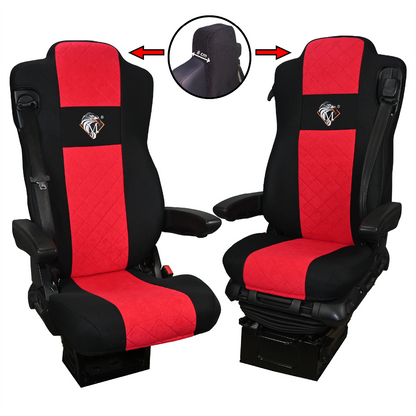 Pokrowce na fotele MERCEDES ACTROS MP4, AROX od 2011, MP5 od 2019 pasażer nieamortyzowany CZERWONY SABA