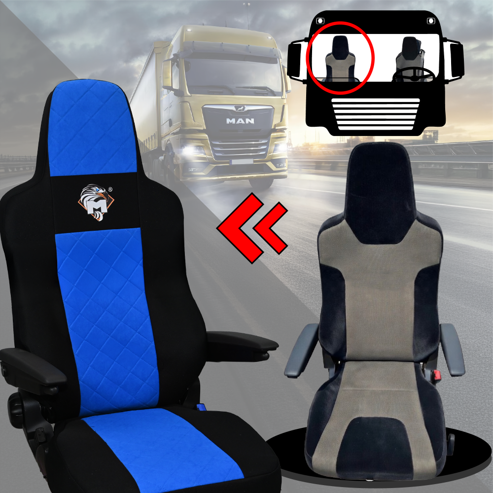 Pokrowce na fotele MAN TGX, TGM, TGL, TGS od 2020 1 pas NIEBIESKI SABA