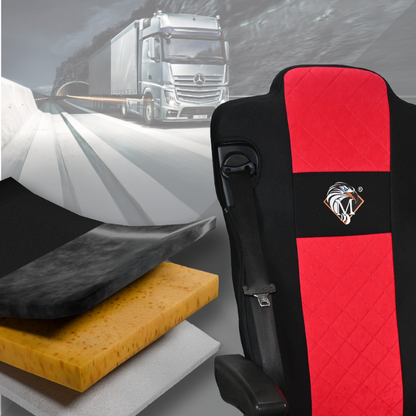 Pokrowce na fotele MERCEDES ACTROS MP4, AROX od 2011, MP5 od 2019 pasażer nieamortyzowany CZERWONY SABA