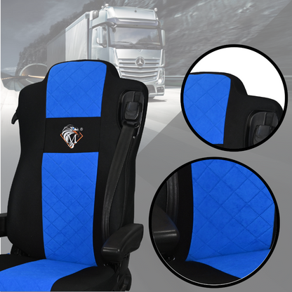 Pokrowce na fotele MERCEDES ACTROS MP4, AROX od 2011, MP5 od 2019 pasażer amortyzowany NIEBIESKI SABA