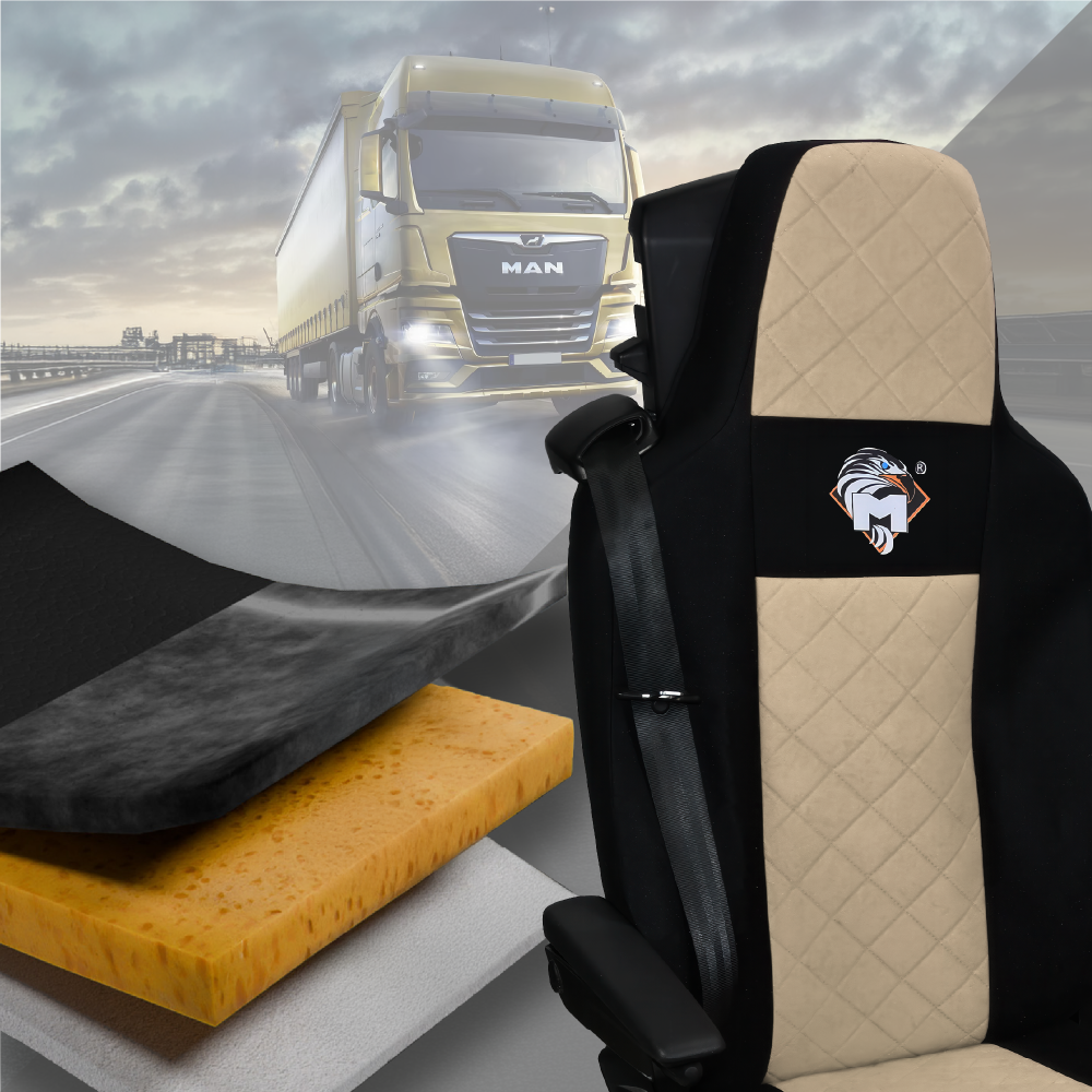 Pokrowce na fotele MAN TGX, TGM, TGL, TGS od 2020 2 pasy BEŻ SABA