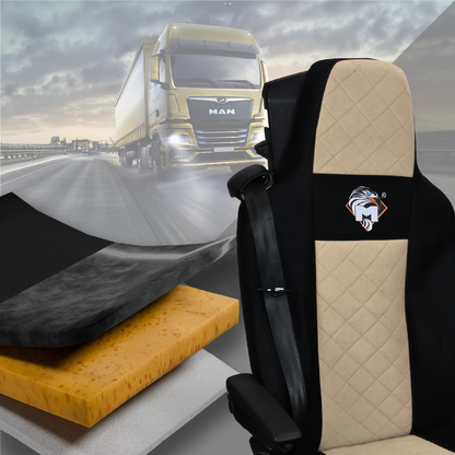 Pokrowce na fotele MAN TGX, TGM, TGL, TGS od 2020 2 pasy BEŻ SABA