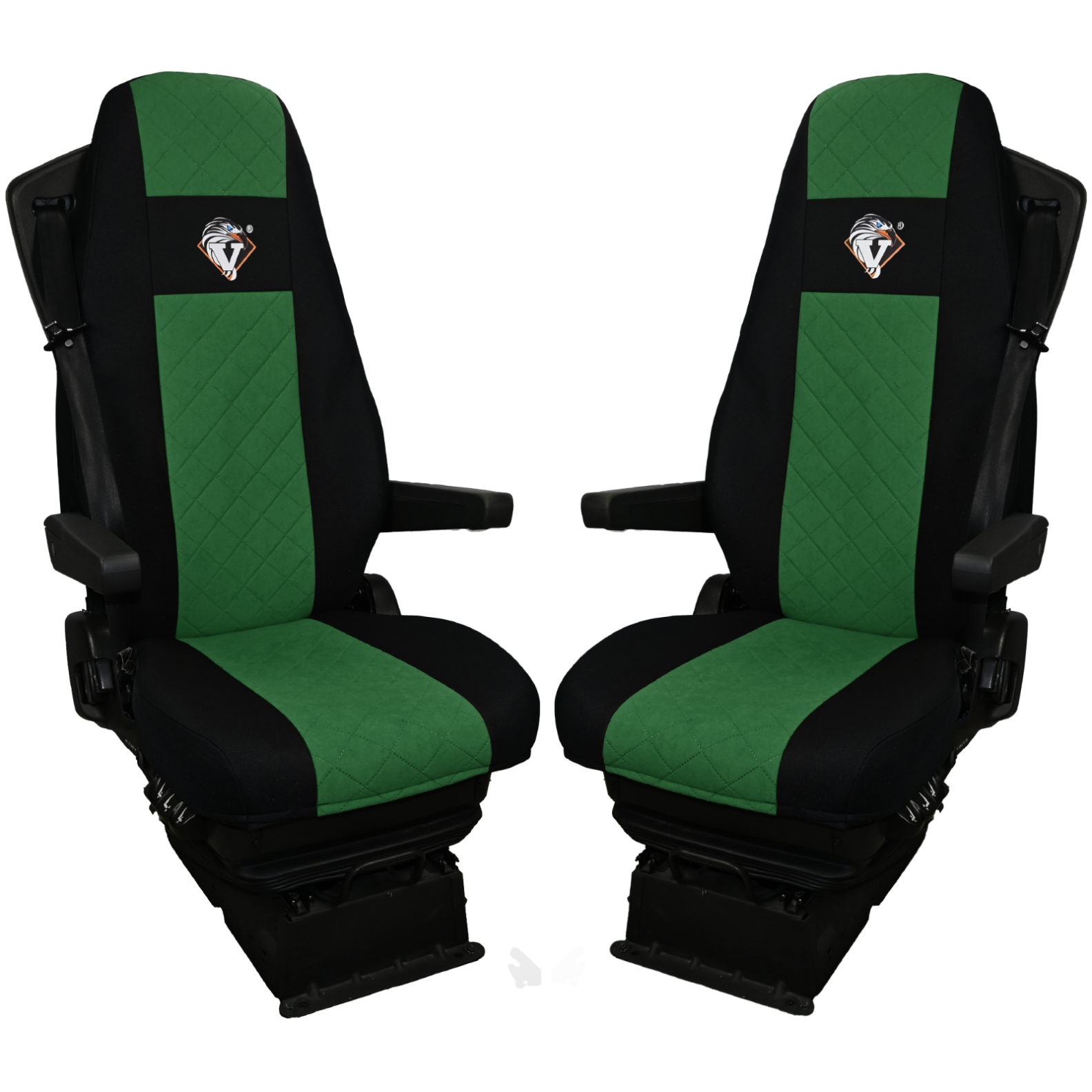 Pokrowce na fotele VOLVO FH4, FH, FH16, FMX, FM od 2013, FH5 od 2021, AERO od 2024 - 2 pasy ZIELONY SABA