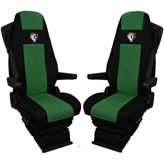 Pokrowce na fotele VOLVO FH4, FH, FH16, FMX, FM od 2013, FH5 od 2021, AERO od 2024 - 2 pasy ZIELONY SABA