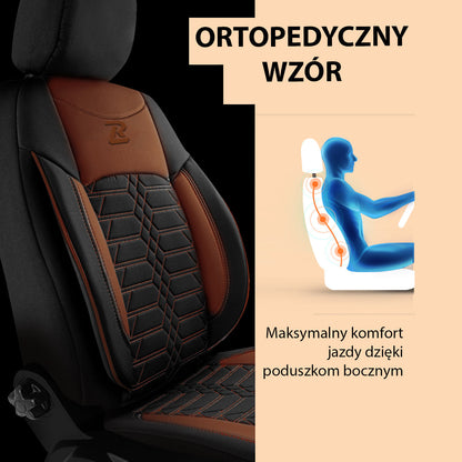 Pokrowce na fotele samochodowe VENEDIK - Brązowe (KOMPLET) 