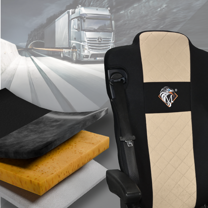 Pokrowce na fotele MERCEDES ACTROS MP4, AROX od 2011, MP5 od 2019 pasażer nieamortyzowany BEŻ SABA