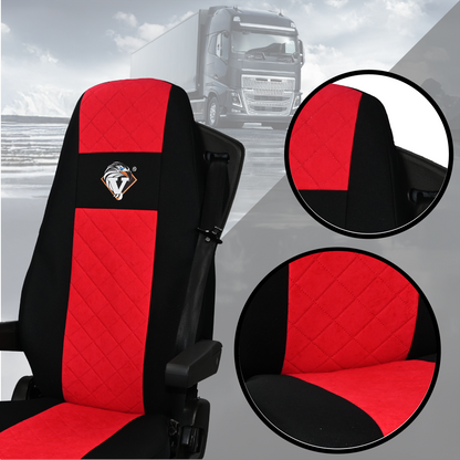 Pokrowce na fotele VOLVO FH4, FH, FH16, FMX, FM od 2013, FH5 od 2021, AERO od 2024 - 1 pas CZERWONY SABA