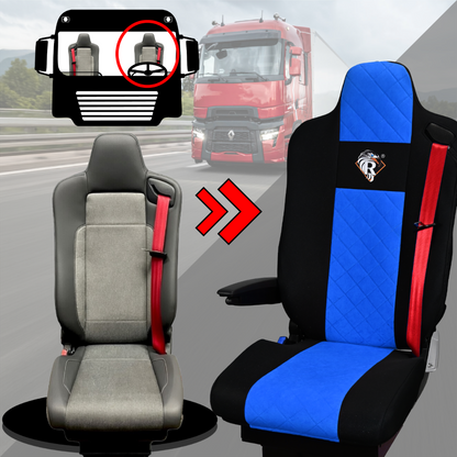 Pokrowce na fotele Renault Gama T od 2014 kierowca lotniczy, pasażer lotniczy 2 pasy  NIEBIESKI SABA