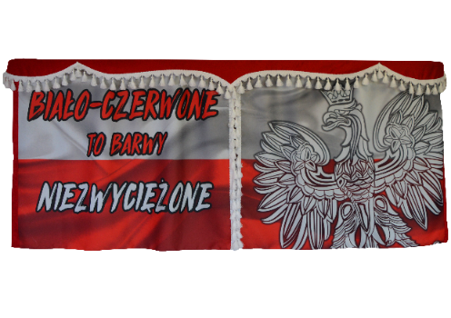 Zasłony z nadrukiem do samochodów ciężarowych - ZS-002 - BIAŁO-CZERWONE TO BARWY NIEZWYCIĘŻONE OUTLET SABA