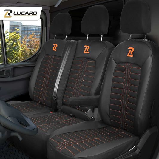 Pokrowce na fotele samochodowe TORNADO Volkswagen Crafter 2, MAN TGE 1+2 Czarno - Pomarańczowy 