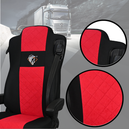 Pokrowce na fotele MERCEDES ACTROS MP4, AROX od 2011, MP5 od 2019 pasażer nieamortyzowany CZERWONY SABA