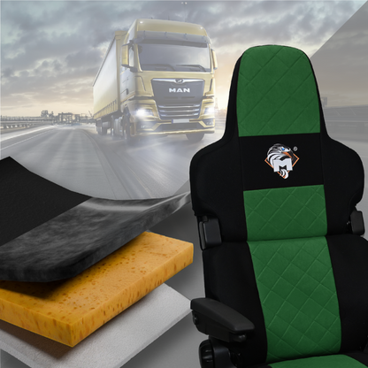 Pokrowce na fotele MAN TGX, TGM, TGL, TGS od 2020 1 pas fotel pasażera łamany ZIELONY SABA