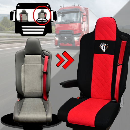 Pokrowce na fotele Renault Gama T od 2014 kierowca lotniczy, pasażer lotniczy 2 pasy  CZERWONY SABA